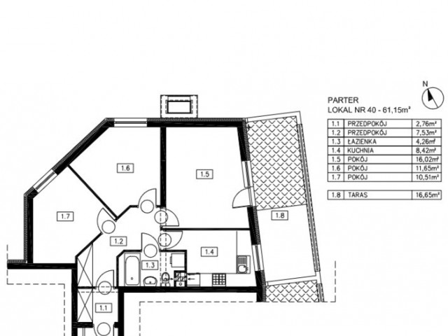Mieszkanie 3 pokojowe 61,15 m2